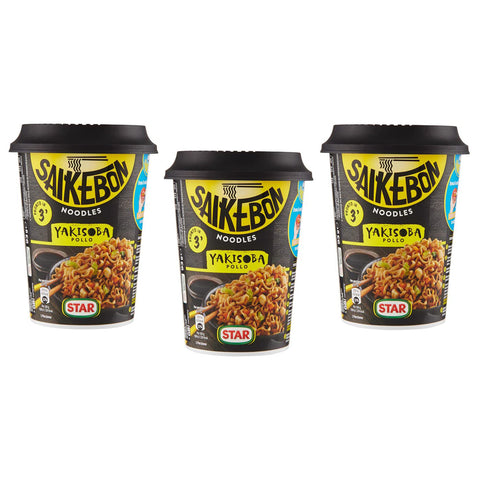 Star Saikebon Noodles Yakisoba Pollo Japanisches Gericht Bestehend aus Nudeln, Huhn und Gemüse 3x93g Original italienisch Pasta