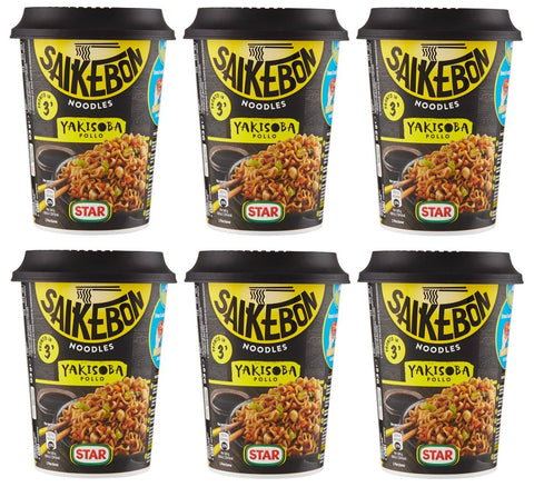 Star Saikebon Noodles Yakisoba Pollo Japanisches Gericht Bestehend aus Nudeln, Huhn und Gemüse 6x93g Original italienisch Pasta