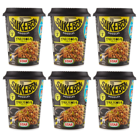 Star Saikebon Noodles Yakisoba Pollo Japanisches Gericht Bestehend aus Nudeln, Huhn und Gemüse 6x93g Original italienisch Pasta