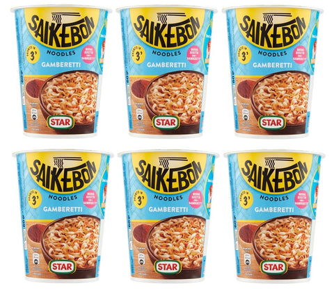 Star Saikebon Noodles Gamberetti Garnelen Nudeln Instantnudeln Japanisches Gericht Bestehend aus Nudeln 6x 60g italienisch Original