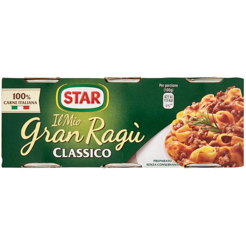 Star Il Mio Gran Ragù Star Classico tomatensauce 100% Italienisches Fleisch sauce Pastasauce Würzsaucen 3x100g in dosen 24x Original italienisch