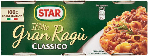Star Pastasaucen 3x Il Mio Gran Ragù Star Classico tomatensauce 100% Italienisches Fleisch sauce Pastasauce Würzsaucen 3x100g in dosen 8000050506103