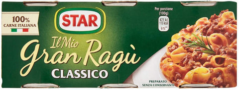 Star Pastasaucen 6x Il Mio Gran Ragù Star Classico tomatensauce 100% Italienisches Fleisch sauce Pastasauce Würzsaucen 3x100g in dosen 8000050506103