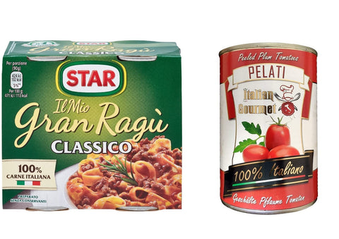 Star Pastasaucen Il Mio Gran Ragù Star Classico tomatensauce 2x180g sauce + 1x Italian Gourmet 100% italienische geschälte Tomaten dosen 400g 8022180032970