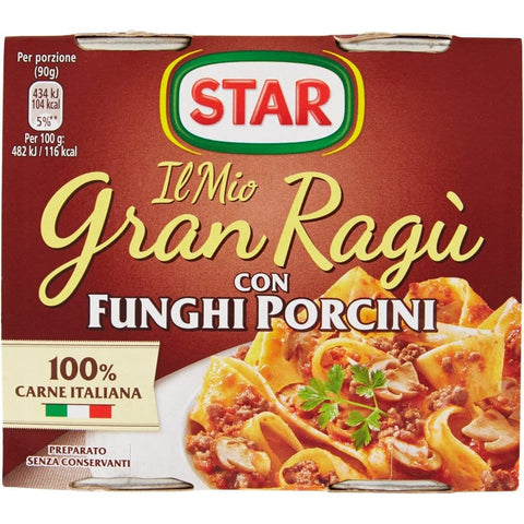 Star Pastasaucen Star Il mio Gran ragù 'Con Funghi Porcini' mit Steinpilzen, 2 x 180g 4x Original italienisch 4251516804248