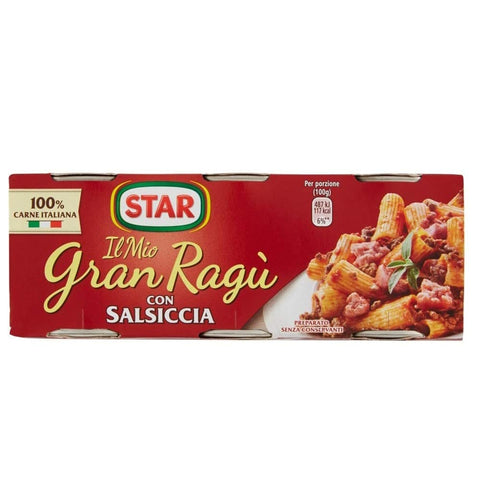 Star Pastasaucen Star Il Mio Gran Ragù con Salsiccia tomatensauce sauce mit italienischer Wurst Tomatensuppe Pastasauce 3x100 g italienisch Original 8000050014868