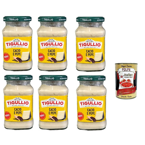 Star Pastasaucen Star Tigullio sugo Cacio und Pepe -Sauce mit Pecorino Romano Dop creme 185g 6x Original italienisch inkl. Italian Gourmet Polpa 400g 8000050028315