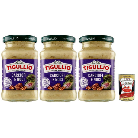 Star Pesto Star Tigullio Pesto Carciofi e noci Sauce Soße Artischocken und Nüsse, Glutenfrei, 3x 185g Original italienisch inkl. Italian Gourmet Polpa 400g 8000050026267