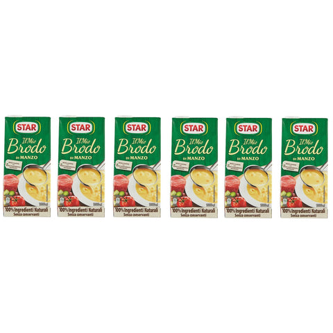 Star Brodo Manzo Broth Flüssiges Rindfleisch 1 l + 6 Stück italienisch Original