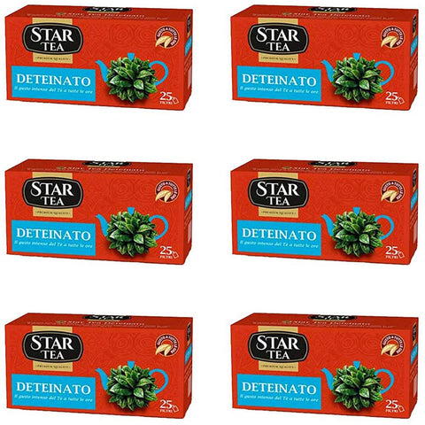 Star Schwarztee Star the Deteinato tè tea box 25 Teebeutel entkoffeiniert Schwarztee 6x 37,5g italienisch Original 8000050452301