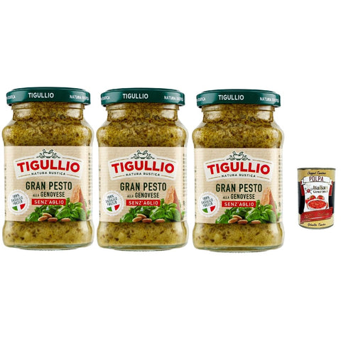 Star Tigullio Pesto Star Tigullio GranPesto Pesto alla Genovese senz'aglio mit 100% frisches Basilikum, ohne Knoblauch, glutenfrei, 3x 190g Original italienisch inkl. Italian Gourmet Polpa 400g 8032804040014