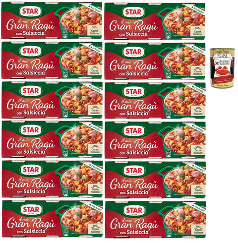 Star Tomatensauce Il Mio Gran Ragù Star con Salsiccia tomatensauce sauce mit italienischer Wurst Tomatensuppe Pastasauce 12x (3x100g) + Italian Gourmet polpa 400g 8000050014868