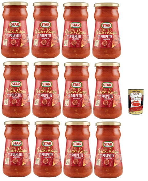 Star Il Mio Gran Ragu' con Polpette di Salsiccia,Tomatensauce mit Schweinefleisch und Wurst Frikadellen, Glas, 12x 360 g italienisch Original