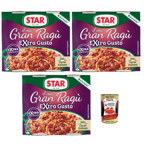 Star il mio Gran Ragù Extra Gusto mit 100% italienischem Fleisch, N.1 in Italien, 3x Packung mit 2 Dosen à 180 g italienisch Original