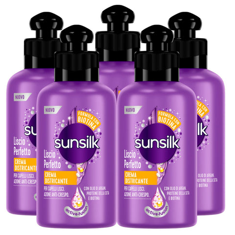 Sunsilk Entwirrende Creme, glatt, perfekt für glattes Haar, Anti Frizz, 5 Flaschen à 1x200ml Original italienisch Glättungscremes