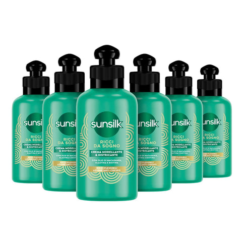 Sunsilk Kuren Sunsilk, Entwirrungscreme für Traumlocken, Creme für definierte Locken, ohne Ausspülen, Active Fusion-Formel mit Macadamia-Öl, Elastin und Biotin, 6 Stück à 200 ml 8720182544353