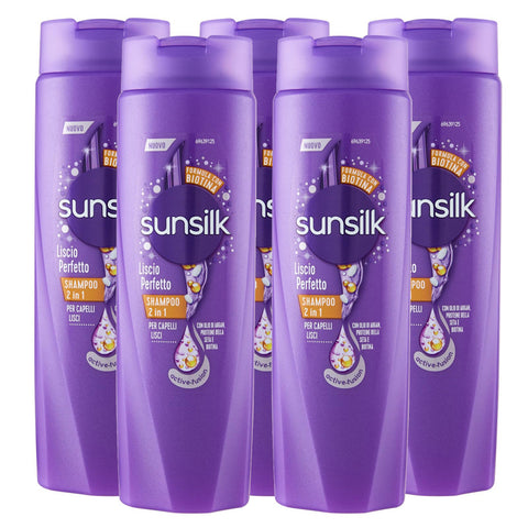 Sunsilk Co Creations Glattes Shampoo Perfekt 2in1 Feuchtigkeitsabweisend und Anti Frizz für glattes und 5x250ml Original italienisch Pflege