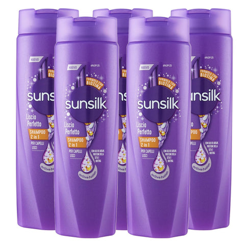 Sunsilk Co Creations Glattes Shampoo Perfekt 2in1 Feuchtigkeitsabweisend und Anti Frizz für glattes und 5x250ml Original italienisch Pflege