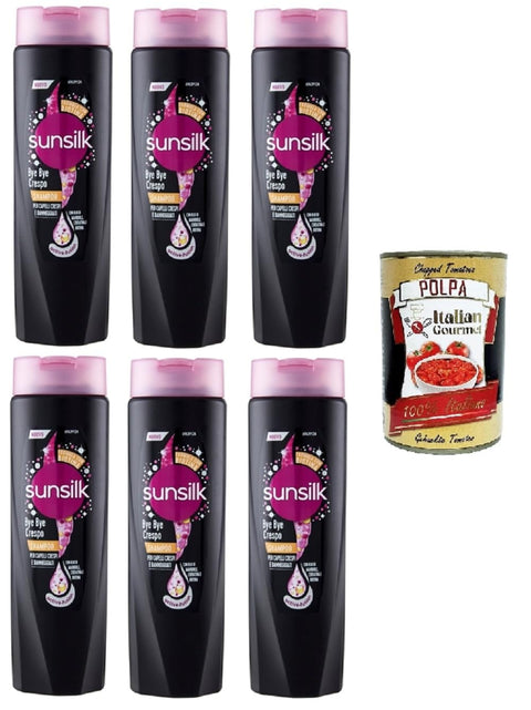 Sunsilk Shampoos Sunsilk bye bye crespo shampoo per capelli crespi e danneggiati Bye Bye Frizzy Shampoo für krauses und strapaziertes Haar 6x250 ml+ Italian Gourmet polpa 400g 8720182541307