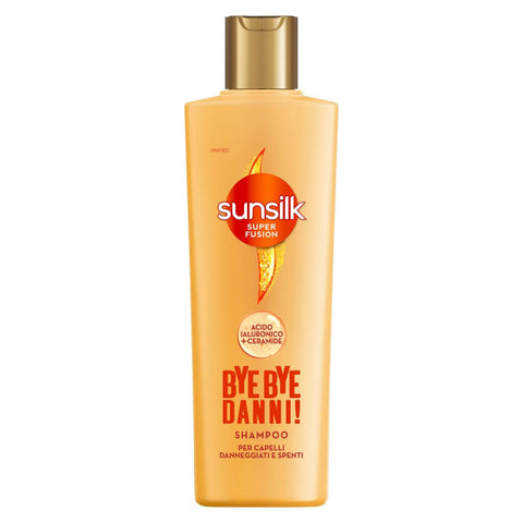 Sunsilk Shampoo Bye Bye Danni, Shampoo für beschädigtes und stumpfes Haar, Formel Super Fusion mit einer Mischung aus Hyaluronsäure und Ceramid, repariert 7 Arten von Haarschäden, 220 ml Original italienisch
