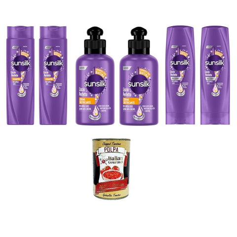 Sunsilk Testpaket Glatt, perfekt Shampoo Glatt perfekt Balsam Glatt Perfekt Perfect Smooth Detangling Cream 2x250ml Original italienisch Pflege