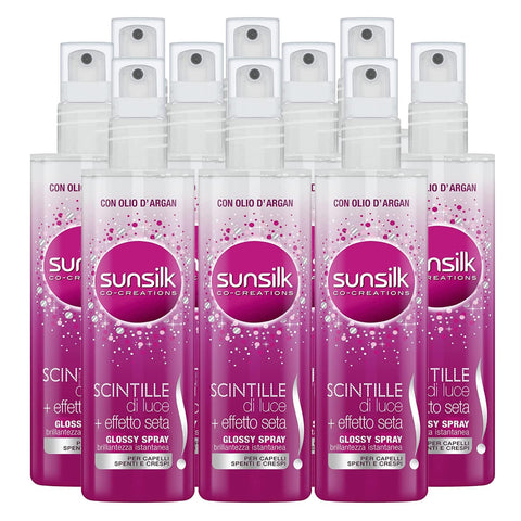 Sunsilk Sprays 10 x Sunsilk Lichtfunken + Seideneffekt Glossy Spray für stumpfes und krauses Haar - 10 Flaschen à 200 ml 8710522048269