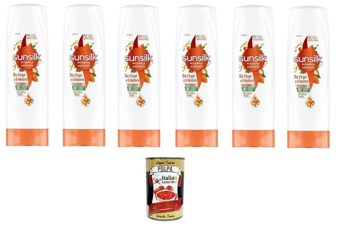 Sunsilk Argan- und Mandelöl-Conditioner Conditioner für brüchiges und geschädigtes Haar mit Arganöl und Bio-Mandelöl 6x200 ml italienisch Original + gratis