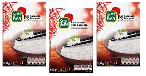 Suzi Wan Reis 3x Suzi Wan Riso Basmati Langer Dünner Reis Basmatireis in 10 Minuten Fertig 500g Packung 5410673700544