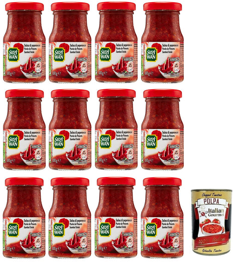 Suziwan Suzi Wan Salsa di Peperoncini Chilisoße Sauce Chilischoten Scharfe Sauce Ideal für typisch orientalische Gerichte Glas 100 g 12x italienisch Original +