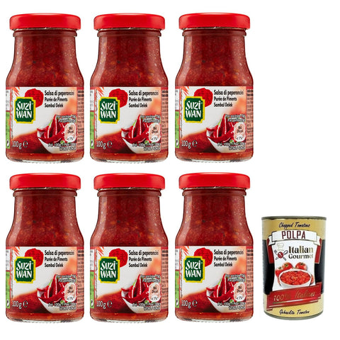 SUZIWAN Suzi Wan Salsa di Peperoncini Chilisoße Sauce Chilischoten Scharfe Sauce Ideal für typisch orientalische Gerichte 6x 100g italienisch Original