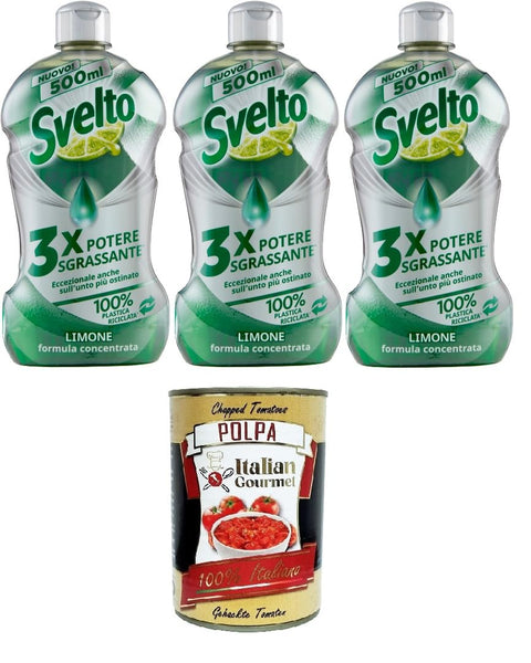 Svelto Handspülmittel Svelto Piatti a Mano Concentrato Limone Handgemachte Gerichte mit Zitronenkonzentrat 3x500ml+ Italian Gourmet polpa 400gr 8720182384041