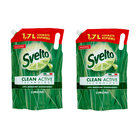 Svelto Waschmittel 2x Svelto Limone Ecoricarica Zitronen-Spülmittel 1700 ml 8720182641618