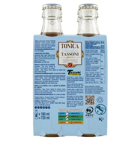 Tassoni Aperitif Tassoni Tonica Superfine AL CEDRO Superfeines kohlensäurehaltiges Tonic Water mit CEDAR (24 x 18cl) 9853