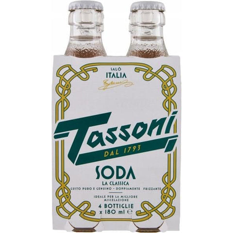 Tassoni premium soda water la classica, Erfrischendes italienisches Alkoholfreies Getränk 18 cl, Einweg Glasflasche italienisch Original