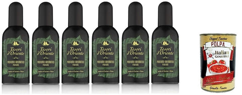 Tesori d'oriente Eau de Toilette 6x Tesori d'Oriente Kaschmir-Sandelholz- und Vetiver-Parfüm Aromatic Parfüm EdT 100ml Eau de Toilette + Italian Gourmet Polpa 400 g 8008970037066