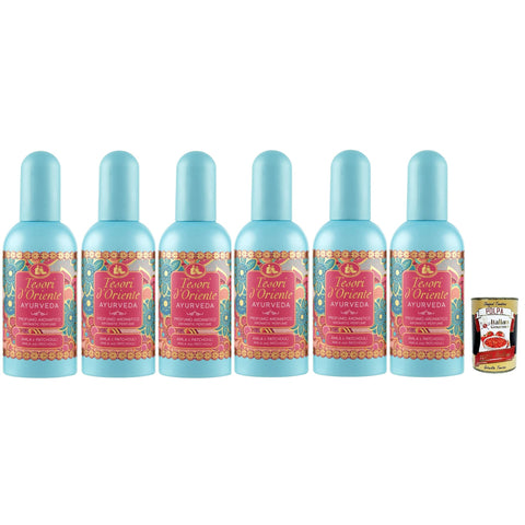 Tesori d'oriente Ayurveda Profumi Edt Eau de Toilette spray Aromatic perfume Frischer und blumiger Duft 6x100 ml italienisch Original Pastasauce + kostenlos polpa