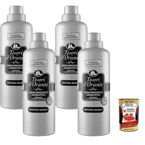 Tesori d'oriente Flüssiger Weichspüler Tesori d'oriente Muschio bianco, ammorbidente concentrato, konzentrierter Weichspüler 760 ml (Ammorbidente Aromatico, x4) Original italienisch inkl. Italian Gourmet plpa 400g