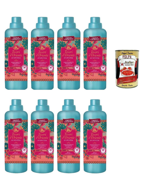 Tesori d'oriente Reinigungsmittel Tesori d’Oriente AMMORBIDENTE AYURVEDA Olio di Amla e Patchouli, Konzentrierter Weichspüler Amlaöl und Patchouli, 38 Wäschen, 8x 760ml + Italian Gourmet polpa 400g 8008970055244