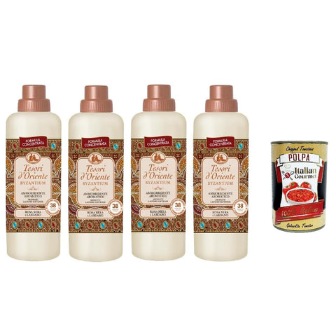 Tesori D'oriente AMMORBIDENTE BYZANTIUM Rosa Nera e Labdano, Konzentrierter Weichspüler Schwarze Rose und Labdanum, 38 Wäschen, 4x 760 ml italienisch Original