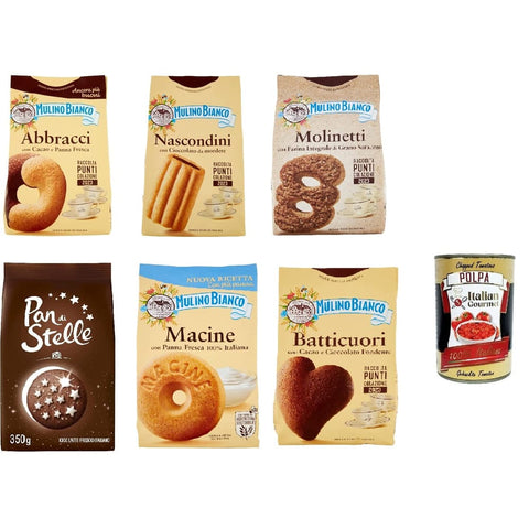 Testpaket Mulino Kekse Testpaket Mulino Bianco Italian Classic Shortbread-Kekse mit Kakao und frischer Sahne, ohne Palmöl, geschmacksintensives Frühstück 5x350 g 1x330 g italienisch 8076809505918