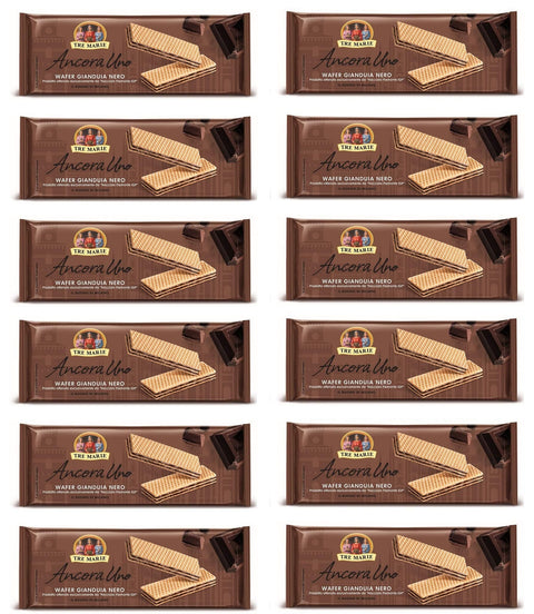 Tre Marie Ancora Uno Wafer Gianduia Nero mit Gianduja Creme Produkt erhalten von Piemont Haselnuss IGP 12x175g Original italienisch Gebäck