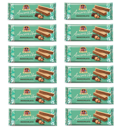 Tre Marie Ancora Uno Wafer Mandorlato Waffeln gefüllt mit Milchschokolade Creme und gehackten Mandeln 140 g italienisch Original