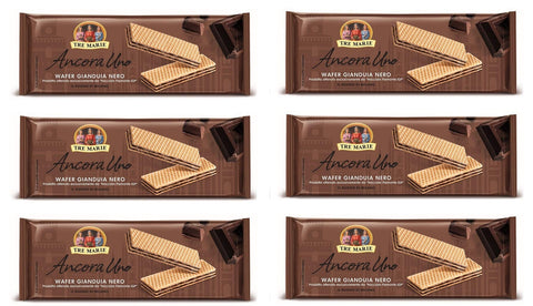 Tre Marie Ancora Uno Wafer Gianduia Nero mit Gianduja Creme Produkt erhalten von Piemont Haselnuss IGP 6x175g Original italienisch Gebäck