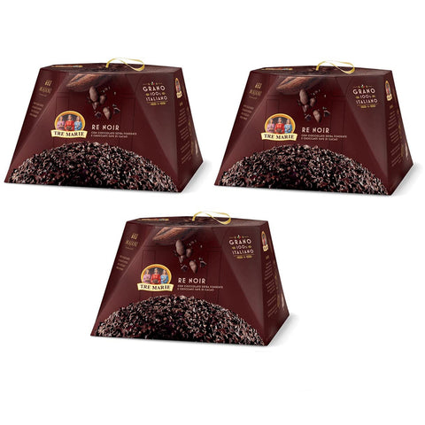 Tre Marie Panettone Re Noir mit extra dunkler schokolade und gehackter Kakao 3x 900g italienisch Original