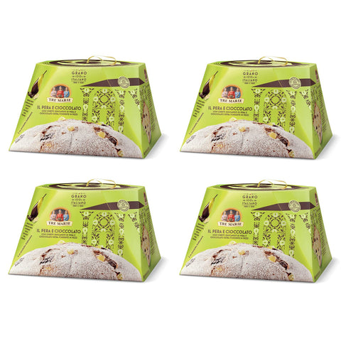 Tre Marie Panettone Pera e Cioccolato Weihnachtskuchen mit kandierten Birnenwürfeln und dunkler Schokolade 4x 930g italienisch Original