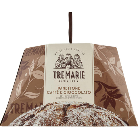 Tre Marie Panettone CAFFÈ E CIOCCOLATO mit Kaffee und Stückchen extra dunkler Schokolade 930g italienisch Original