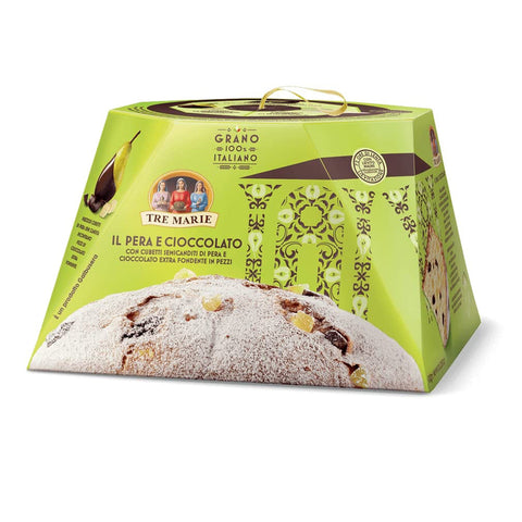 Tre Marie Panettone Pera e Cioccolato Weihnachtskuchen mit kandierten Birnenwürfeln und dunkler Schokolade 930g italienisch Original