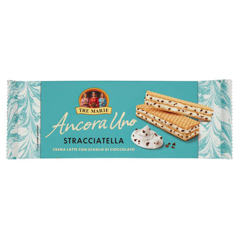 Tre Marie Ancora Uno Wafer Stracciatella Waffeln gefüllt mit Milchschokolade Creme und Schokoladenstücke 12x 140g Original italienisch