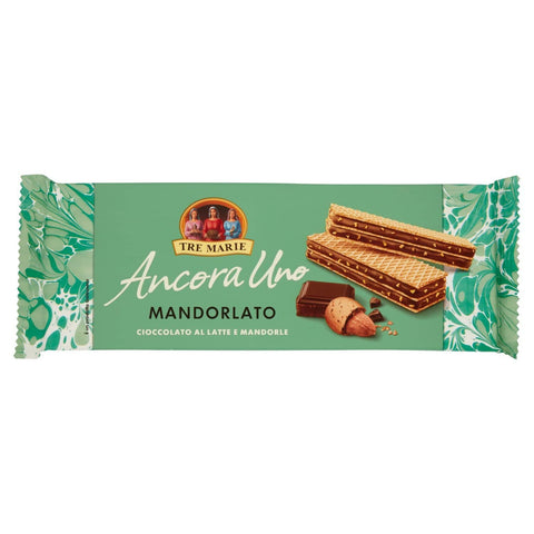 Tre Marie Ancora Uno Wafer Mandorlato Waffeln gefüllt mit Milchschokolade Creme und gehackten Mandeln 140g 6x Original italienisch