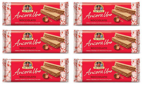 Tre Marie Kekse 6x Tre Marie Ancora Uno Wafer Nocciolato Waffel gefüllt mit Haselnusscreme und gehackte Haselnüsse 140g 8002190006208
